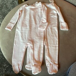 2 NWT Ralph Lauren pink striped sleeper: cuff sleeve, snaps, pink pony